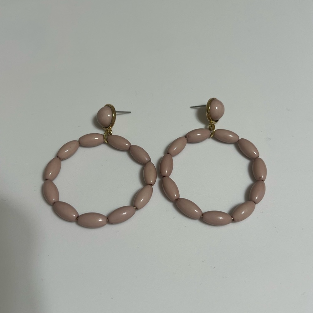 Gold-Accent Blush Pink Hoop Drop Earrings - Women Jewelry